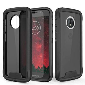 zizo ion series compitable with moto e5 cruise case military grade drop tested with tempered glass screen protector e5 play black smoke