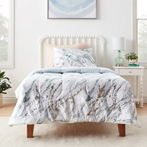 Pop Shop Marble 2 Piece Comforter Set, Twin, Silver