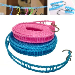 2 pack nylon clothesline windproof clothes drying rope travel clothes line portable laundry line hanger rope for indoor outdoor camping home hotel random color (pack of 2 clothesline(3m & 5m))