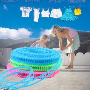 2 Pack Nylon Clothesline Windproof Clothes Drying Rope Travel Clothes Line Portable Laundry Line Hanger Rope for Indoor Outdoor Camping Home Hotel Random Color (Pack of 2 Clothesline(3m & 5m))