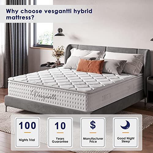 Vesgantti 10 Inch Multilayer Hybrid Twin Mattress - Multiple Sizes & Styles Available, Ergonomic Design with Memory Foam and Pocket Spring/Medium Plush Feel