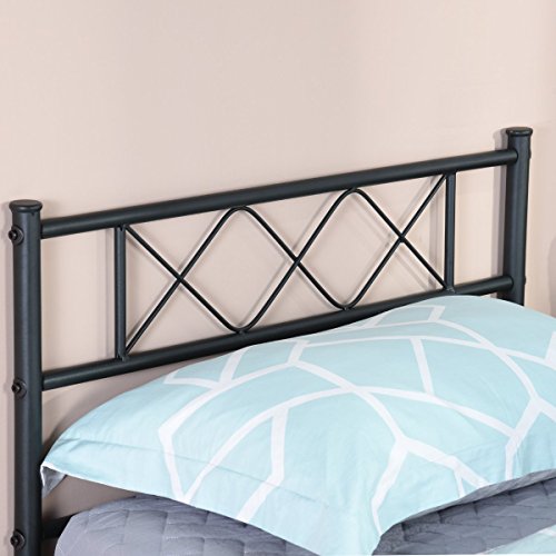 SimLife Metal Platform Bed Frame with Two Headboards Mattress Foundation/Slat Support/No Box Spring Needed, Twin Black