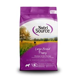 nutrisource puppy food, made with chicken and rice, large breed, with wholesome grains, 15lb, dry dog food