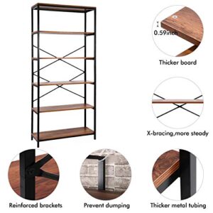 Modrine 5 Shelf Bookcase, Tall Bookshelf Industrial Style Bookshelves Vintage Standing Storage Shelf Units