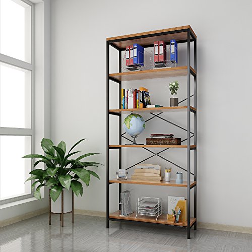 Modrine 5 Shelf Bookcase, Tall Bookshelf Industrial Style Bookshelves Vintage Standing Storage Shelf Units