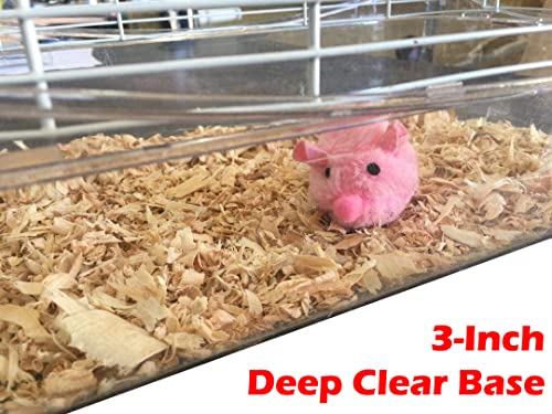 New Sparkle Clear 3 Solid Floor Levels Habitat Syrian Hamster Rodent Gerbil Mouse Mice Cage Transparent (Blue)