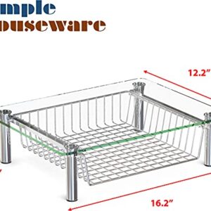 Simple Houseware Clear Glass Computer Monitor Stand Riser with Drawer