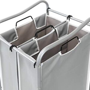 SimpleHouseware 2-Bag Heavy Duty Rolling Laundry Sorter Cart, Silver