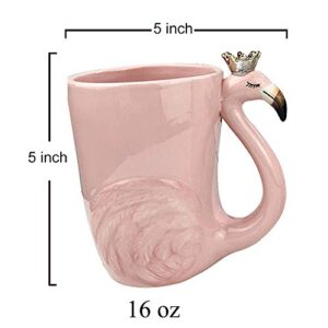 16 oz Cute Pink Coffee Mug Ceramic Cup Flamingo Gift Mug for Women Grandma Mom Mug Christmas Funny Coffee Cup Animal Mug Pink Christmas Mug Decor Wedding Mugs