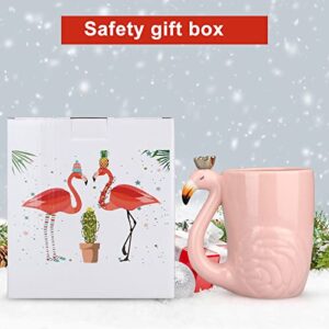 16 oz Cute Pink Coffee Mug Ceramic Cup Flamingo Gift Mug for Women Grandma Mom Mug Christmas Funny Coffee Cup Animal Mug Pink Christmas Mug Decor Wedding Mugs