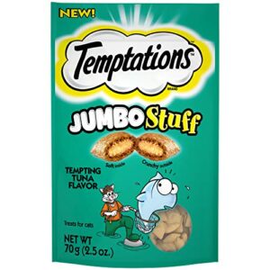 temptations jumbo stuff tempting tuna flavor crunchy and soft cat treats, 2.5 oz.