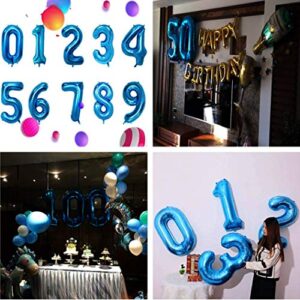 40 Inch Blue Jumbo Digital Number Balloons 9 Huge Giant Balloons Foil Mylar Balloons for Birthday Party,Wedding, Bridal Shower Engagement Photo Shoot, Anniversary