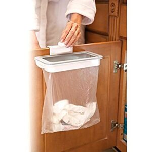 Over The Cabinet Door Garbage Holder Wastebaskets Trash Rack Cupboard Storage Hanger Waste Bins Basket Hanging Trash Can Rubbish Rack Portable Hanging Organizer Trash Bag Holder with Lid