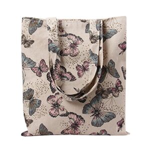 chezi women's butterfly cotton reusable foldable canvas tote shoulder shopping bag (zip)
