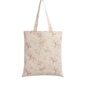 chezi women's floral branch cotton reusable foldable canvas tote shopping bag (zip)