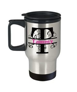 tammy travel coffee mug custom first name monogram personalized gift girl woman named stainless steel tea