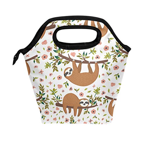 Kcldeci Sloth Lunch Bag Insulated Lunch Box Cooler Tote Handbag Food Container Gourmet Tote Warm Pouch For School Work Office