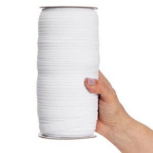 109 Yards White 1/2 Inch Elastic Band for Sewing Clothes, Stretch Knit Bands for DIY Arts and Crafts, Tailoring, Clothing Garment Repair, Kitting Supplies (0.5 Inches Wide)