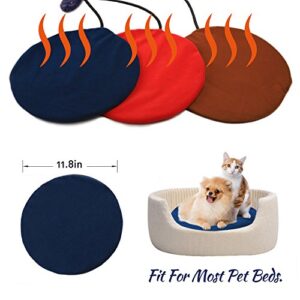 Cat Heating Pad,self Heating cat pad with Safe Indoor use Adjustable Warming Mat, Heated Dog pad with Chew Resistant Cord and Removable Cover for Cats and Small Dogs (Round, Blue) …