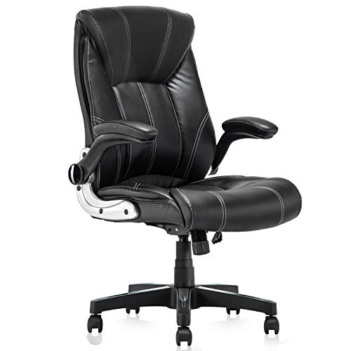 B2C2B Leather Executive Office Chair Computer Desk Chair Ergonomic Adjustable Racing Chair Task Swivel Chair Armrest and Lumbar Support