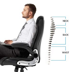 B2C2B Leather Executive Office Chair Computer Desk Chair Ergonomic Adjustable Racing Chair Task Swivel Chair Armrest and Lumbar Support