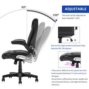 B2C2B Leather Executive Office Chair Computer Desk Chair Ergonomic Adjustable Racing Chair Task Swivel Chair Armrest and Lumbar Support