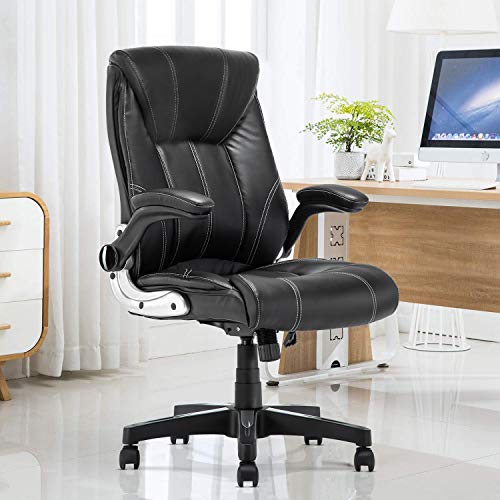 B2C2B Leather Executive Office Chair Computer Desk Chair Ergonomic Adjustable Racing Chair Task Swivel Chair Armrest and Lumbar Support