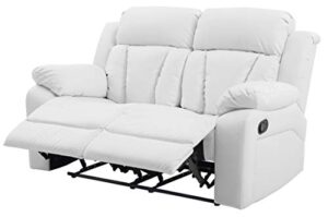glory furniture reclining love seat, white faux leather