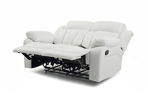 Glory Furniture Reclining Love seat, White Faux Leather