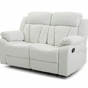 Glory Furniture Reclining Love seat, White Faux Leather