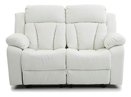 Glory Furniture Reclining Love seat, White Faux Leather