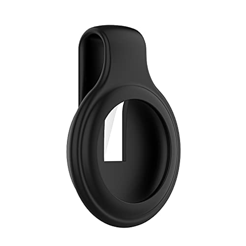 TenCloud Clip Holder Compatible with Apple Airtags Tracker Finder, Soft Silicone Replacement Case Clip for Airtags (Black)