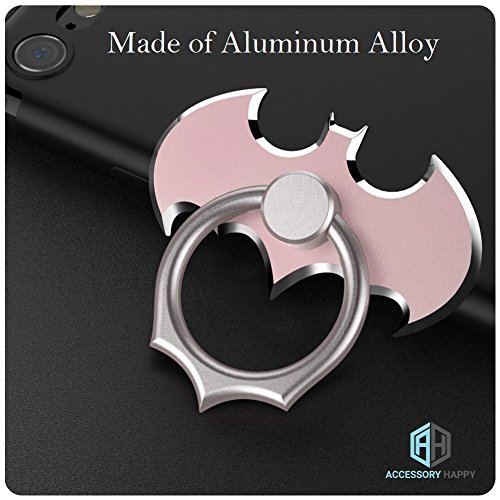 AccessoryHappy Batman Finger Ring Stand, Cartoon Ring Holder 360° Rotation Cell Phone Stent Holder Grip Kickstand Compatible with iPhone 7 7 Plus iPhone 8 8 Plus 6S Galaxy S6 S7 S8 (Pink)