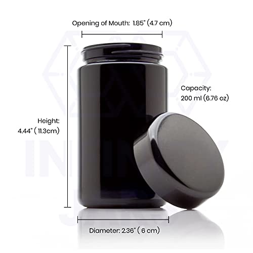 Infinity Jars 200 ml (6.7 fl oz) Tall Black Ultraviolet Glass Screw Top Jar 3-Pack