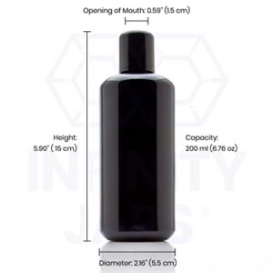 Infinity Jars 200 ml (6.7 fl oz) Black Ultraviolet Glass Easy Pour Screw Top Bottle