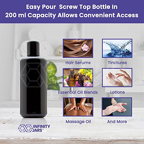 Infinity Jars 200 ml (6.7 fl oz) Black Ultraviolet Glass Easy Pour Screw Top Bottle