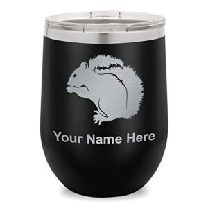 skunkwerkz wine glass tumbler, squirrel, personalized engraving included (black)