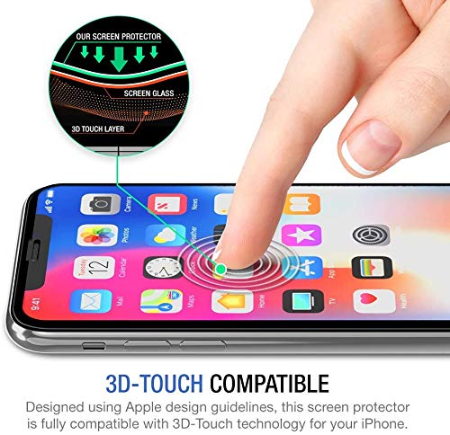 TETHYS Glass Screen Protector Designed for iPhone 11 Pro/iPhone Xs [Edge to Edge Coverage] Full Protection Durable Tempered Glass Compatible iPhone X/XS/11 Pro [Guidance Frame Include] - Pack of 3