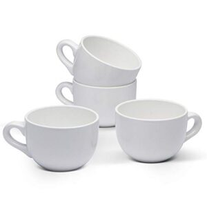 Serami 22oz White Ceramic Large Soup or Cappuccino Bowl Mugs with Thick Walls, Set of 4