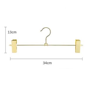 Jetdio Metal Heavy Duty Pants Skirt Slack Hangers,Trousers Hangers with Two Adjustable Non Slip Clips Hanger Rack Swivel Hook, 12 Pack, Gold