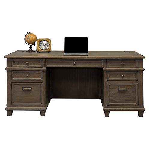 Martin Furniture Double Pad Desk, 68", Weathered Dove