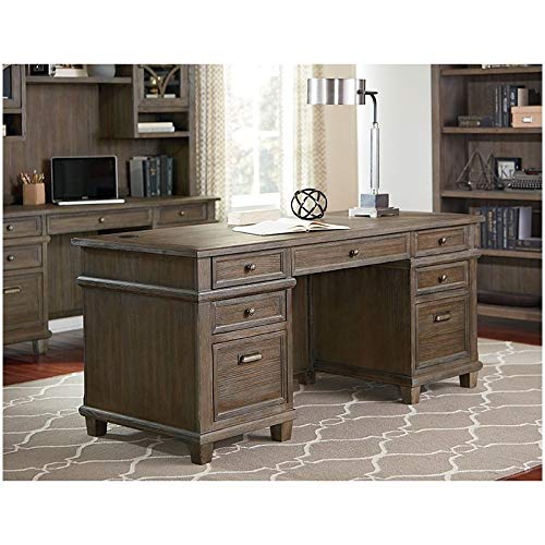 Martin Furniture Double Pad Desk, 68", Weathered Dove