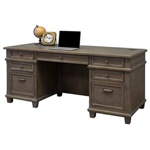 Martin Furniture Double Pad Desk, 68", Weathered Dove