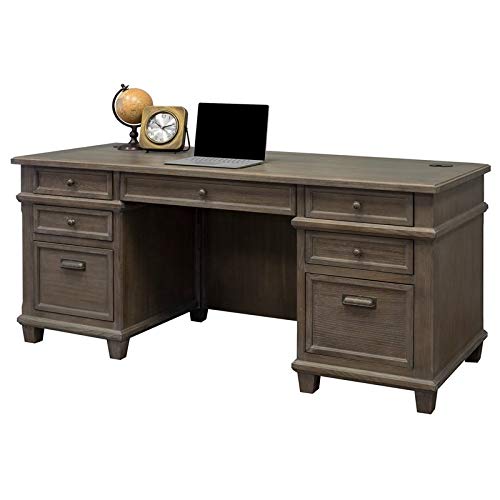 Martin Furniture Double Pad Desk, 68", Weathered Dove