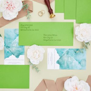 200 Pack Bulk #10 Green Envelopes with Gummed Seal, Business Size for Invitations, Mailing Letters, Checks, Greeting Cards (4-1/8 x 9-1/2 In)