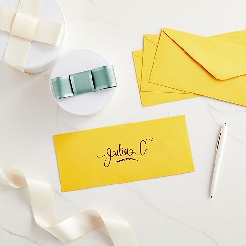 200 Pack #10 Yellow Envelopes Bulk with Gummed Seal for Party Invitation Cards, Mailing Business Letters, Checks (4 1/8 x 9 1/2)