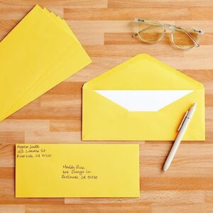 200 Pack #10 Yellow Envelopes Bulk with Gummed Seal for Party Invitation Cards, Mailing Business Letters, Checks (4 1/8 x 9 1/2)