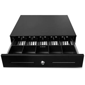 beelta 18" cash drawer with removable tray, 5bill/5coin, rj11 cable, key lock, dc24v, standard duty, bk1816b