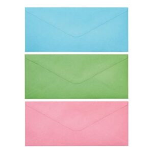 120-Pack #10 Business Mailing Colorful Envelopes in 6 Assorted Colors, Gummed V-Flap Seal for Party Invitations, Checks, Invoices, Letters, Notes, Photos (4.125 x 9.5 in)