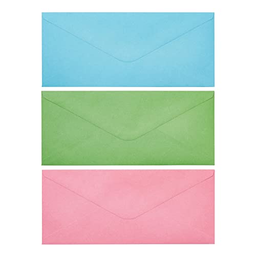 120-Pack #10 Business Mailing Colorful Envelopes in 6 Assorted Colors, Gummed V-Flap Seal for Party Invitations, Checks, Invoices, Letters, Notes, Photos (4.125 x 9.5 in)